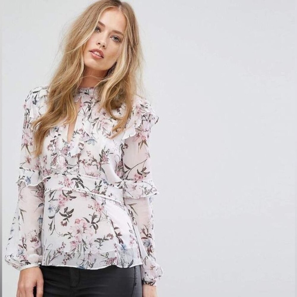 Ever New Small Ruffle Floral Blouse